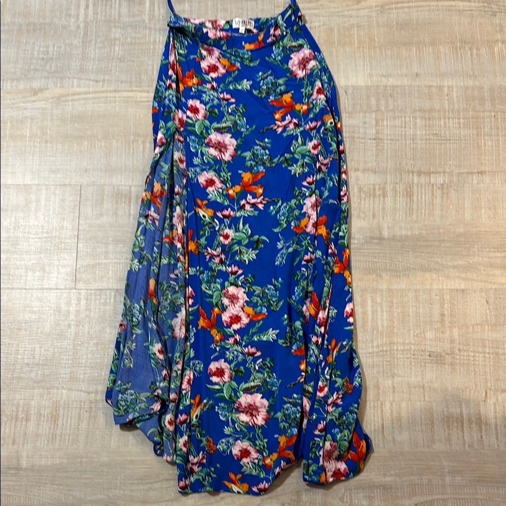 Tropical Floral Blue XIX Palms Skirt